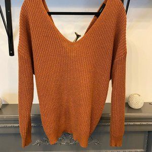 v neck pumpkin sweater